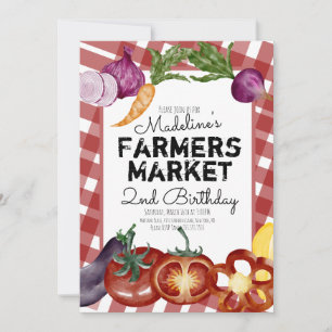Invitation Légumes Fruits Marché des Producteurs Fête d'Anniv