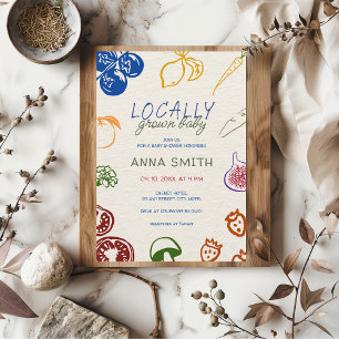 Invitation Légumes tirés à la main de Baby shower cultivés lo