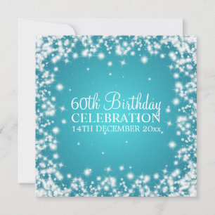 Invitation L'Elegant 60e Birthday Party Winter Sparkle Blue