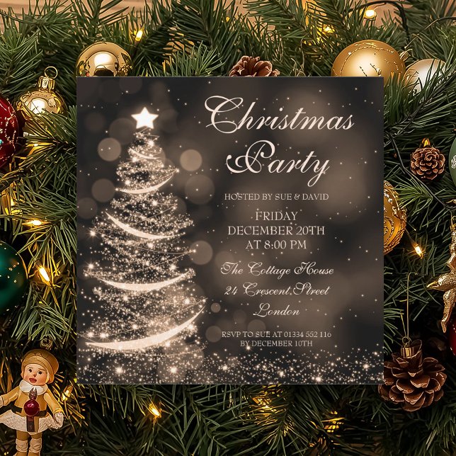Invitation L'Elegant Gold Christma Sparkle (Elegant Gold Christmas Party Sparkle Invitation)