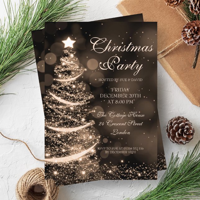 Invitation L'Elegant Gold Christma Sparkle (Elegant Gold Christmas Party Sparkle Invitation)