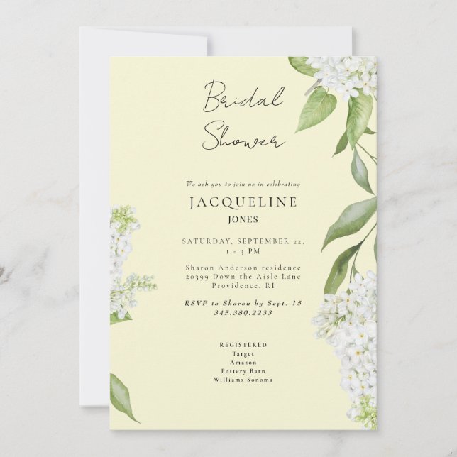 Invitation L'élégant Hydrangea Blanc Fête de Mariage Jaune  (Devant)