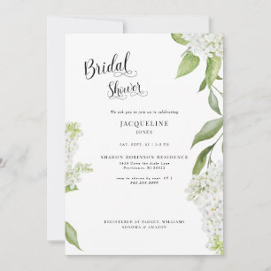 Invitation L'élégant Hydrangea Blanc Lavage de Mariée Blanche