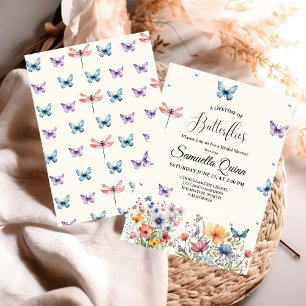 Invitation L'élégant papillon aquarelle Baby Shower