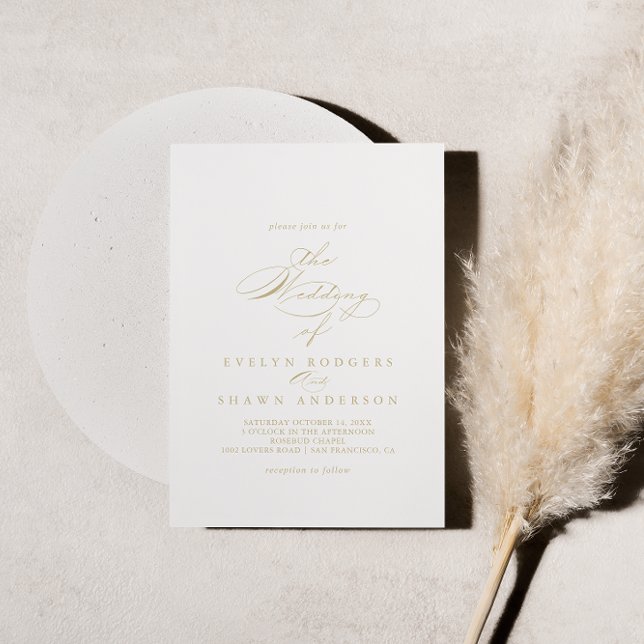 Invitation L'Élégante Calligraphie Or Mariage De (Créateur téléchargé)