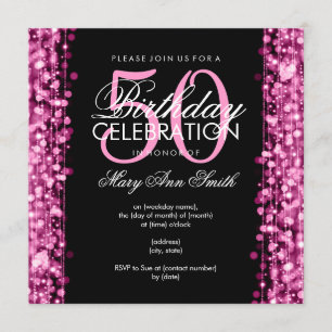 Invitation L'élégante fête du 50e anniversaire éclate de rose