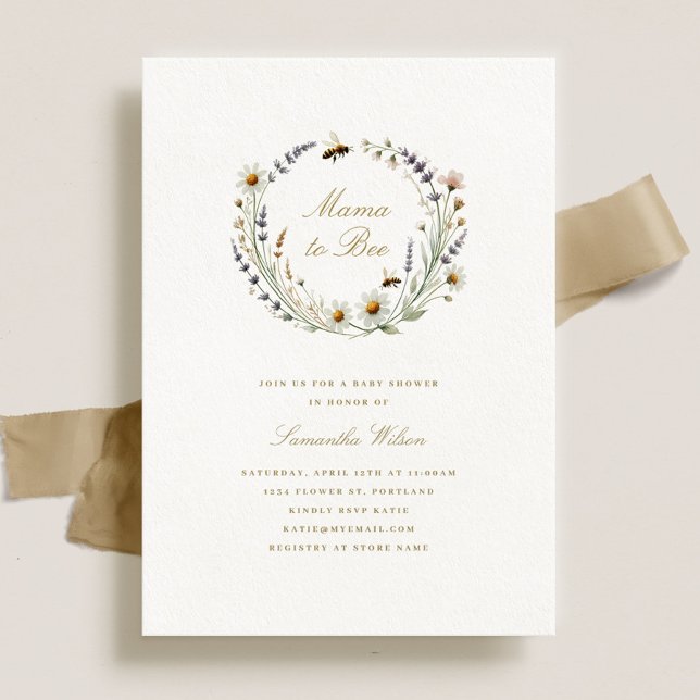 Invitation L'élégante Fleur sauvage Mama to Bee Baby shower (Créateur téléchargé)