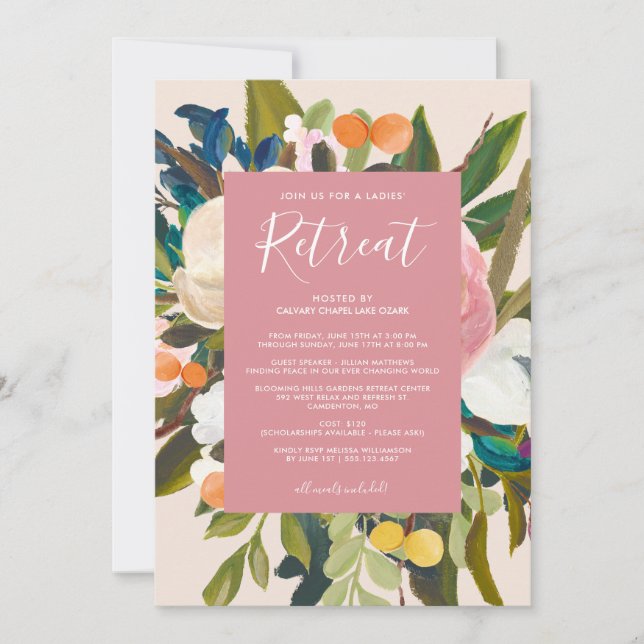 Invitation L'élégante florale moderne et le déluge féminin (Devant)