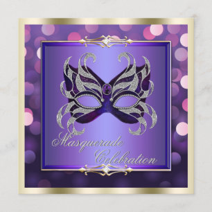 Invitation L'élégante mascarade de Bokeh éclatante de violet