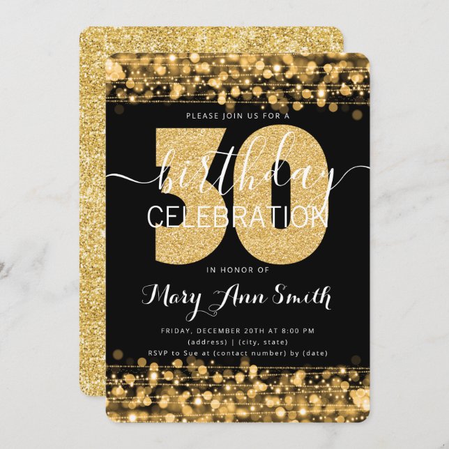 Invitation L'élégante Parties scintillant d'anniversaire du 3 (Devant / Derrière)