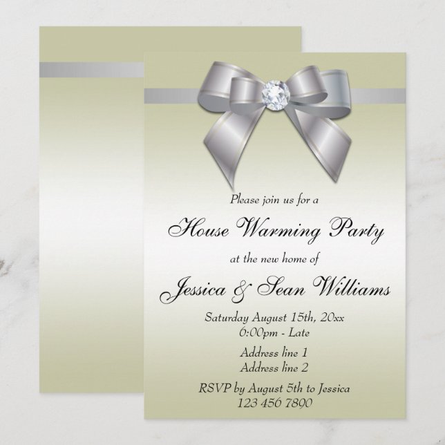 Invitation L'Élégante Soie de la Maison de Bow (Devant / Derrière)