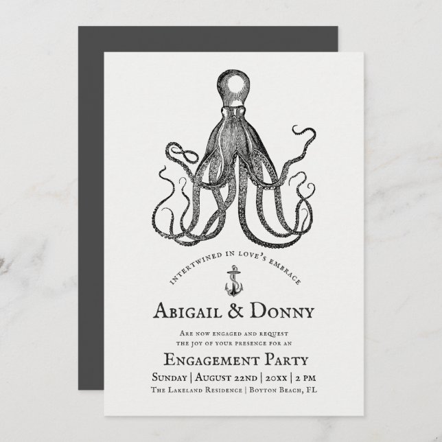 Invitation L'Embrace de l'amour | Octopus Thème d'engagement  (Devant / Derrière)