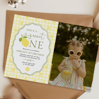 Invitation Lemon Citrus She's A Sweet One 1st Birthday Photo