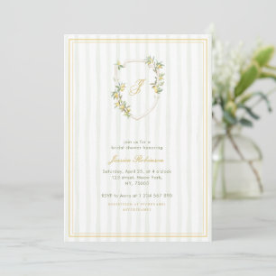 Invitation Lemon Crest Monogram Élégant Shower de Mariage Ita