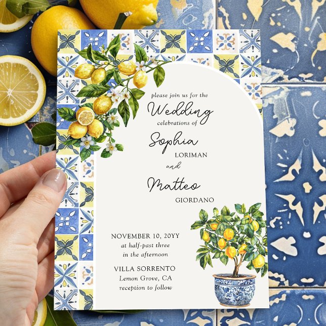 Invitation Lemon Grove Rustique méditerranéen Arche Mariage (Arch Wedding Invitation from the Lemon Grove Wedding Collection by Darling & May)