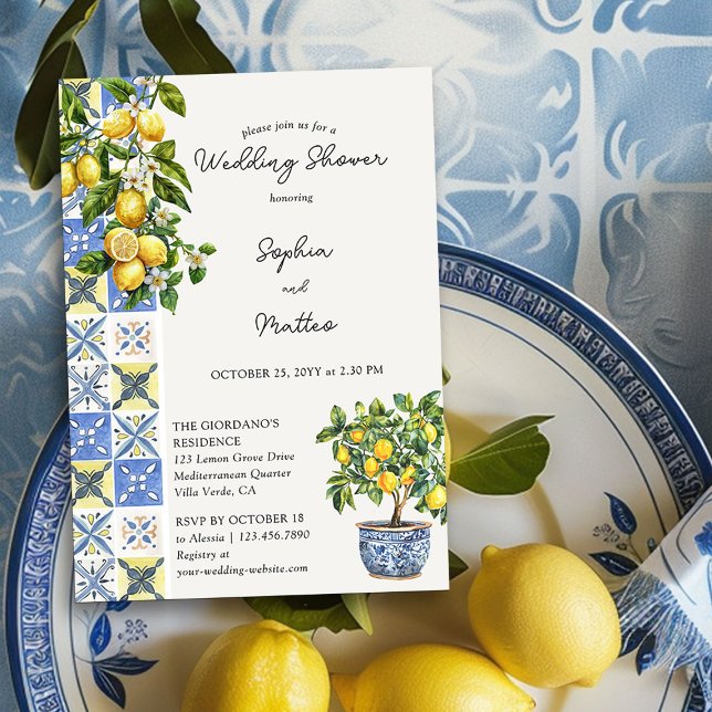Invitation Lemon Grove Rustique Wedding shower méditerranéen (Wedding Shower Invitation from the Lemon Grove Wedding Collection by Darling & May)