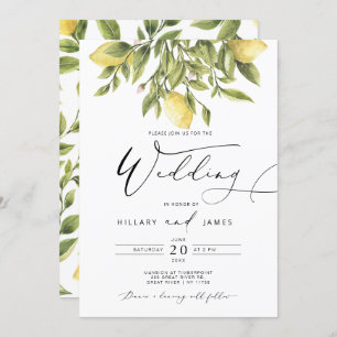Invitation Lemon Sorrento Mariage de calligraphie de la côte