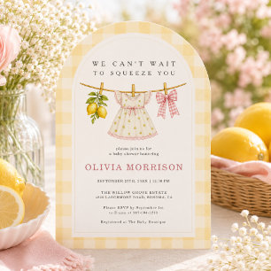 Invitation Lemon Squeeze Linge à Linge Baby Shower Fille Ging