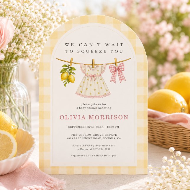 Invitation Lemon Squeeze Linge à Linge Baby Shower Fille Ging (Créateur téléchargé)