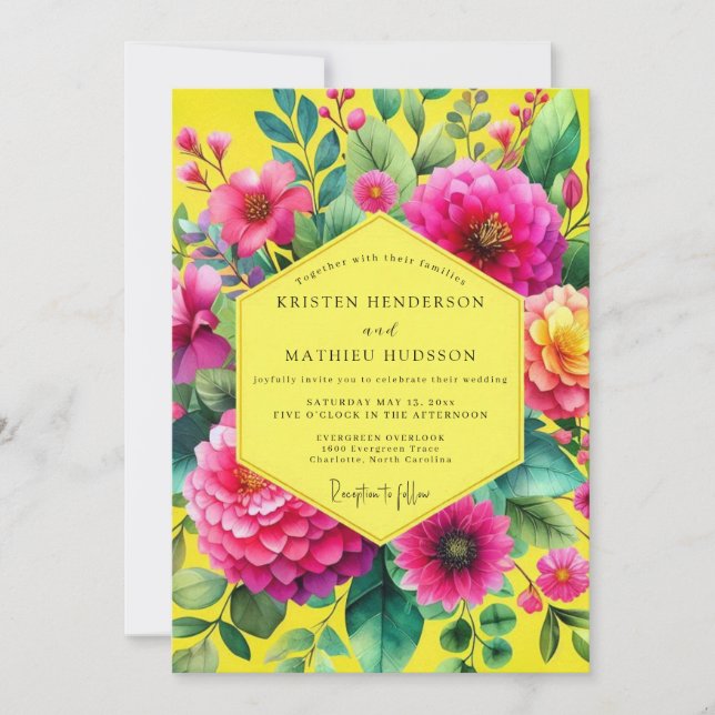 Invitation Lemon Vibrant Botanical Wedding (Devant)