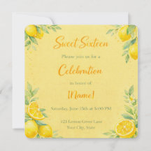 "Lemon-y" Sweet 16 invite 