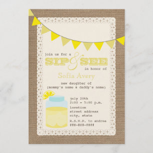 Invitation Lemonade Burlap A Inspiré Sip Et Voir L'Invitation