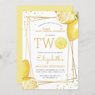 Invitation Lemonade Citrus Aquarelle 2e fête d'anniversaire