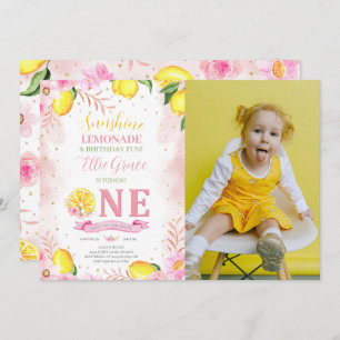 Invitation Lemonade florale 1er anniversaire Photo