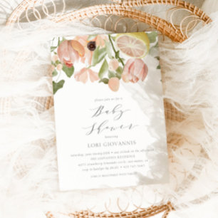 Invitation Lemonade rose moderne Baby shower d'été
