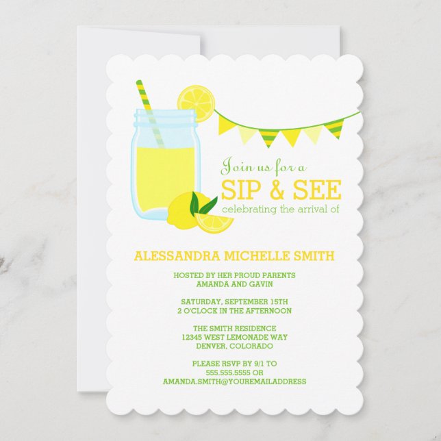 Invitation Lemonade Sip and See Party (Devant)