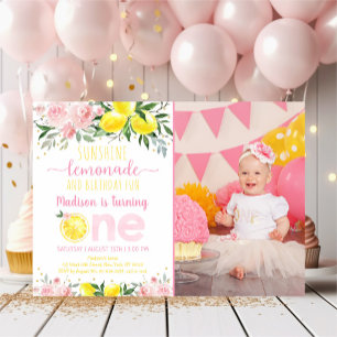 Invitation Lemonade soleil rose Floral premier anniversaire
