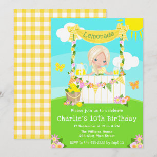 Invitation Lemonade Stand Anniversaire Blonde Hair Girl