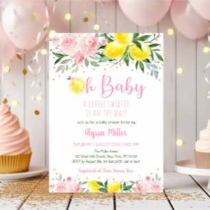 Invitation Lemonade Sweetie Baby shower Floral rose