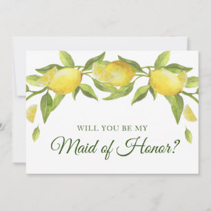 Invitation Lemons Blossom Green Serez-vous ma femme d'honneur