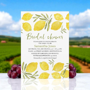 Invitation Lemons Branche d'olive Jaune Shower Mariage Rustiq