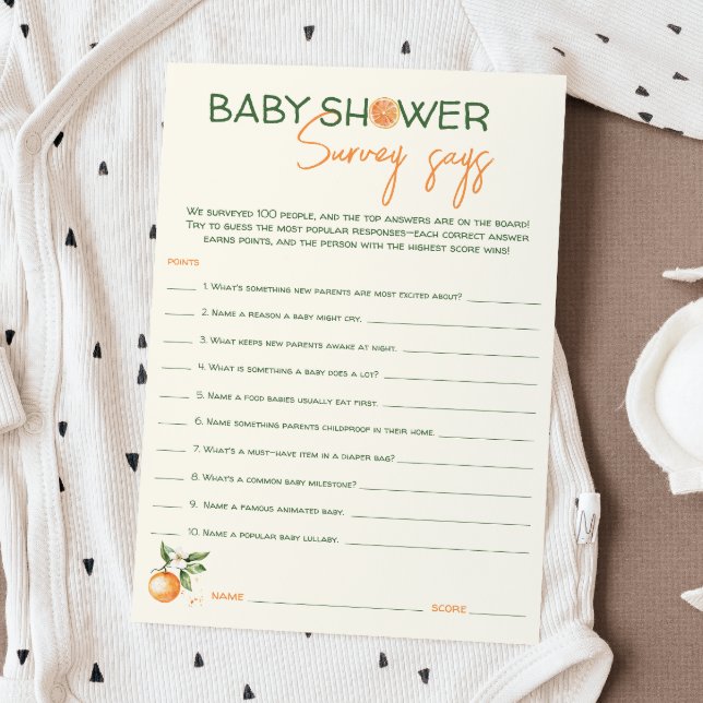 Invitation L'Enquête Sur Le Baby shower Des Citrus De Little  (Créateur téléchargé)