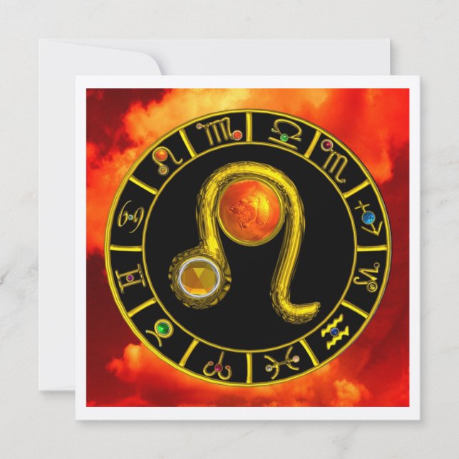 INVITATION LEO, GEM TOPAZ, SIGNES ZODIAQUES, FÊTE D'ANNIVERSA (Devant)