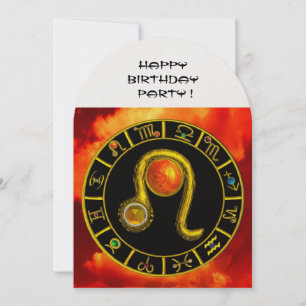 INVITATION LEO, GEM TOPAZ, SIGNES ZODIAQUES, FÊTE D'ANNIVERSA