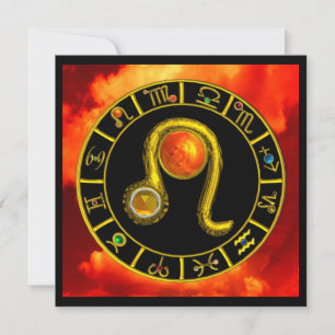 INVITATION LEO, GEM TOPAZ, SIGNES ZODIAQUES, FÊTE D'ANNIVERSA