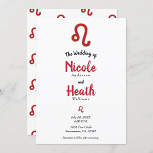 Invitation LEO Red Zodiac Astrologie Juillet Août Mariage