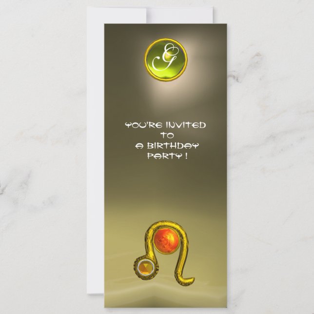 Invitation LEO TOPAZ MONOGRAM jaune orange rouge gris agate (Devant)