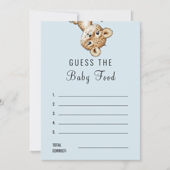 Invitation Leopard Baby shower Guess the Baby Food Réponse (Devant)