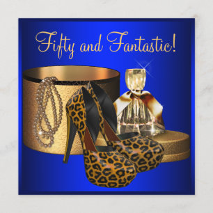 Invitation Leopard Bleu de talons hauts femmes 50e anniversai