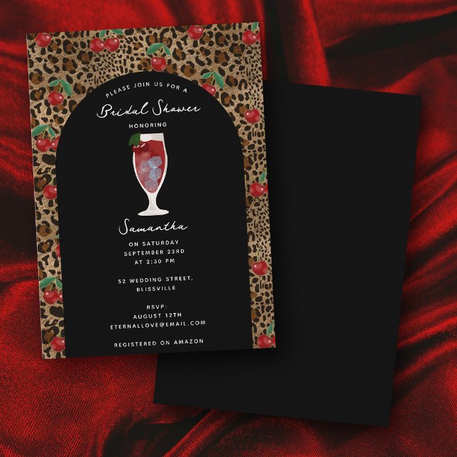 Invitation Leopard Cheetah Print Cherry Bridal Shower (Leopard Cheetah Print Cherry Bridal Shower Invitation)