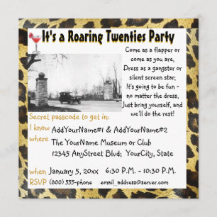 Invitation Léopard d'aileron de partie d'années '20