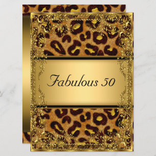 Invitation Leopard et Gold Fabulous à 50 fête d'anniversaire