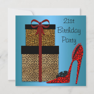 Invitation Leopard High Heels Womans 21e fête d'anniversaire