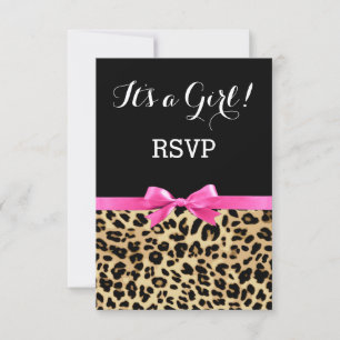 Invitation Leopard Hot rose Bow C'est un Baby shower Safari f