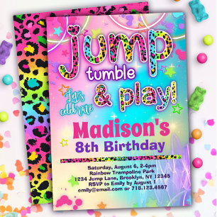 Invitation Leopard Jump Tumble & Play Anniversaire