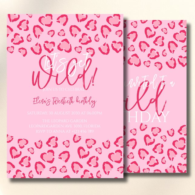 Invitation Leopard Pink Birthday Stylish Animal Print Party (Créateur téléchargé)